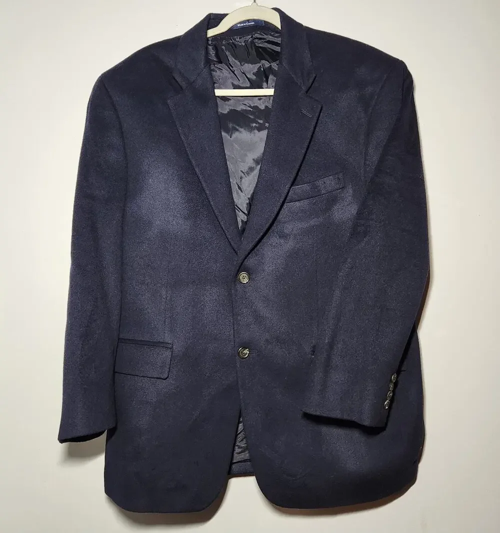 Ralph Ralph Lauren Mens 44R Blazer Navy Blue Lable 100% Cashmere Suit Jacket